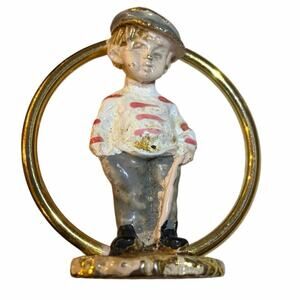 Vintage Fran Mar (unmarked) Moppets brooch boy with a cap 1970’s